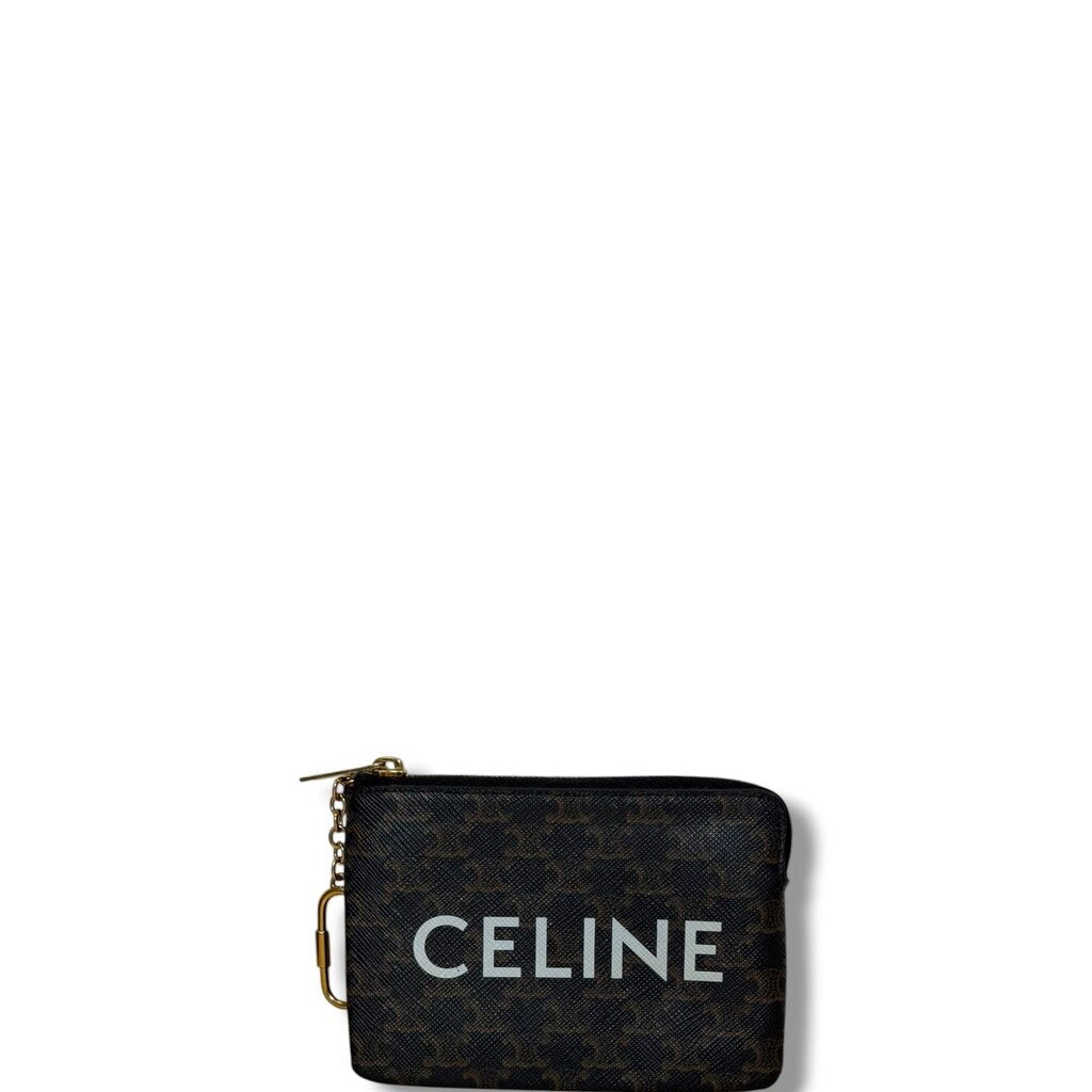 Celine Coin Purse IN Triomphe Canvas with Celine print Brown