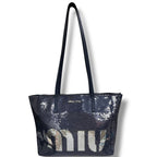 Miu Miu Sequin Logo Leather Tote Blue