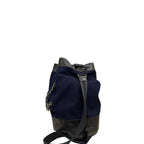 Chanel Hamburg Wool Drawstring Bucket Sling Shoulder Bag Navy Large