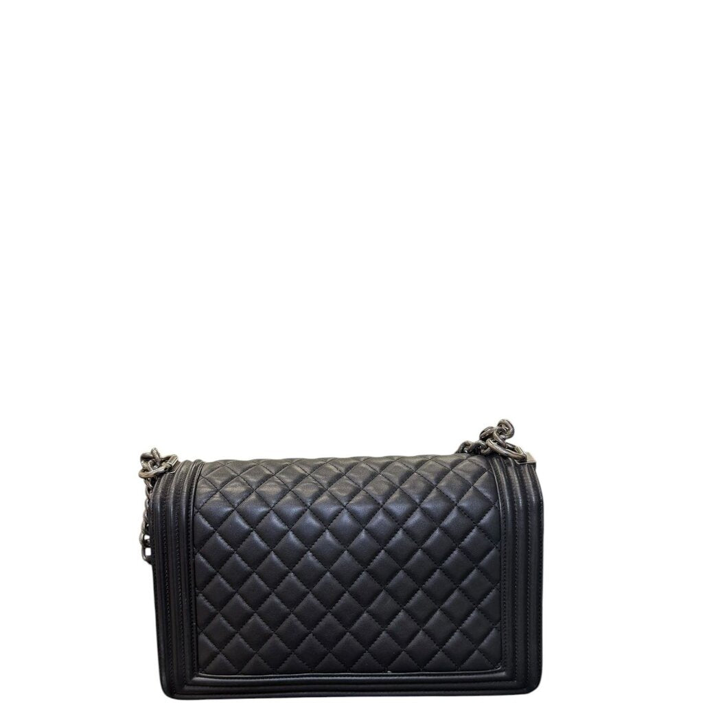 Chanel Lambskin Quilted Boy Flap Bag Black Large