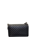 Chanel Lambskin Quilted Boy Flap Bag Black Large