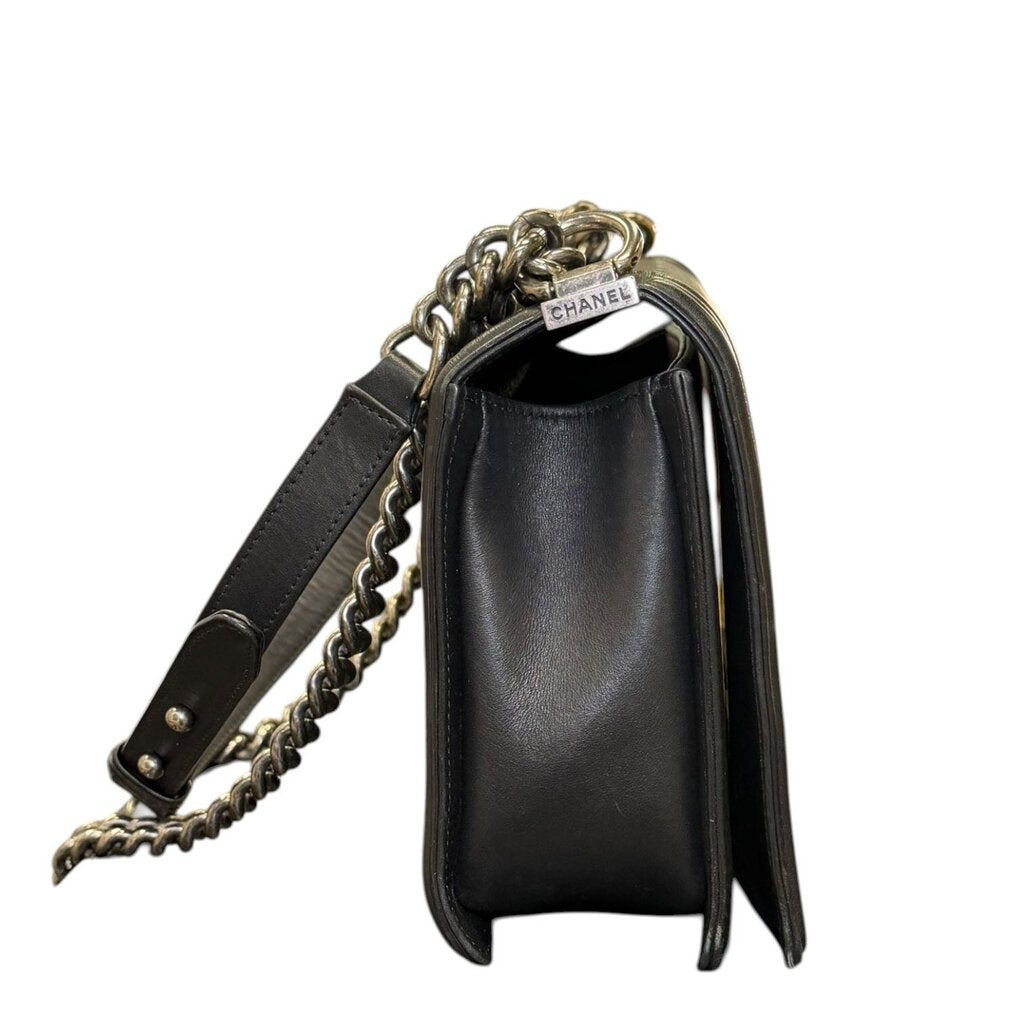 Chanel Lambskin Quilted Boy Flap Bag Black Large