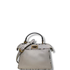 Fendi I SEE U Peekaboo Leather Python Bag Cream Small