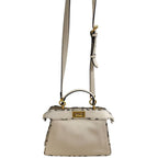 Fendi I SEE U Peekaboo Leather Python Bag Cream Small