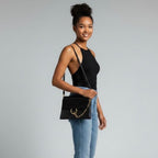 Chloe Faye Leather Suede Shoulder Handbag Black Medium