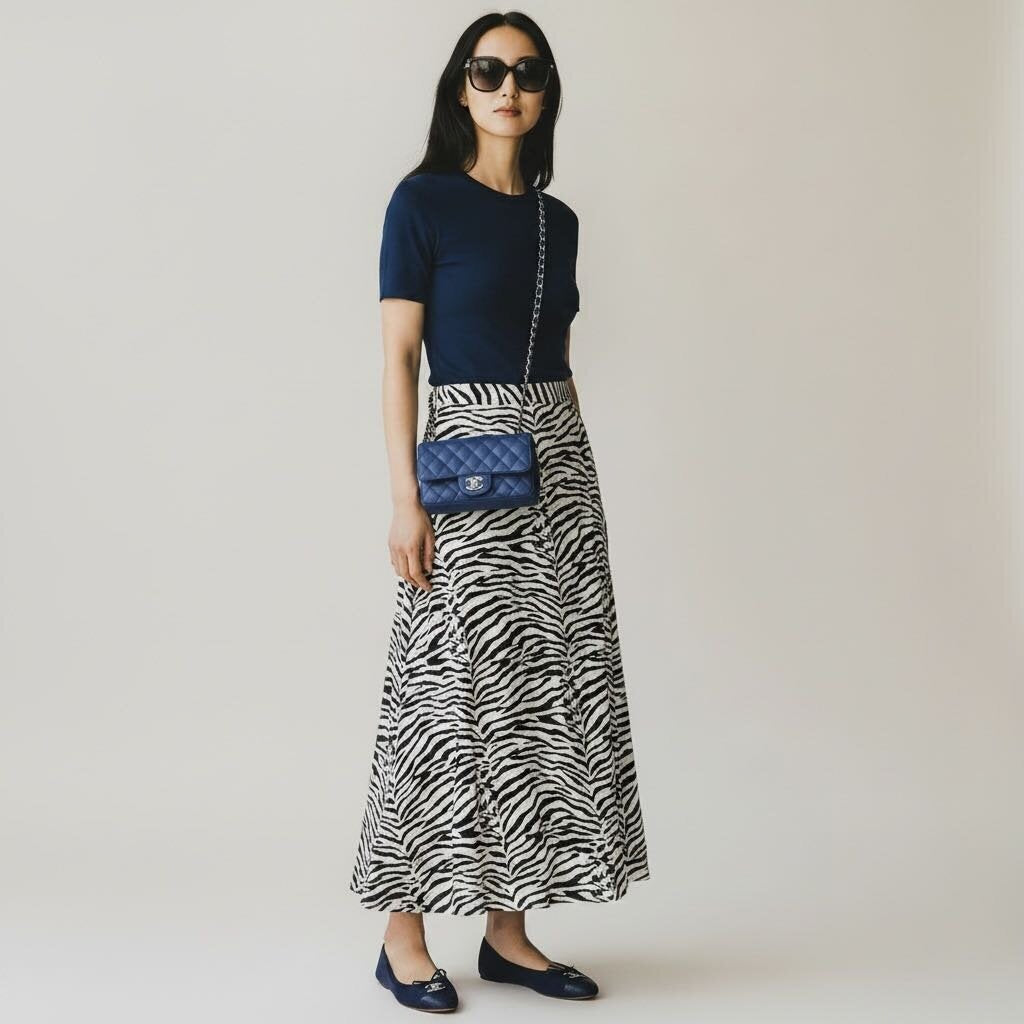 Chanel Caviar Classic Flap Shoulder Handbag Blue Mini