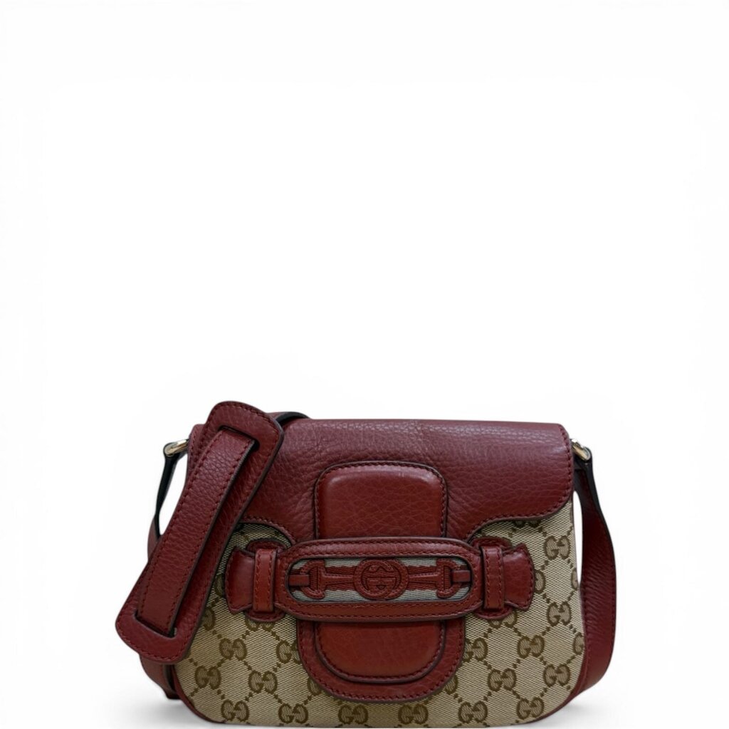 Gucci GG Dressage Canvas Crossbody Handbag Brown