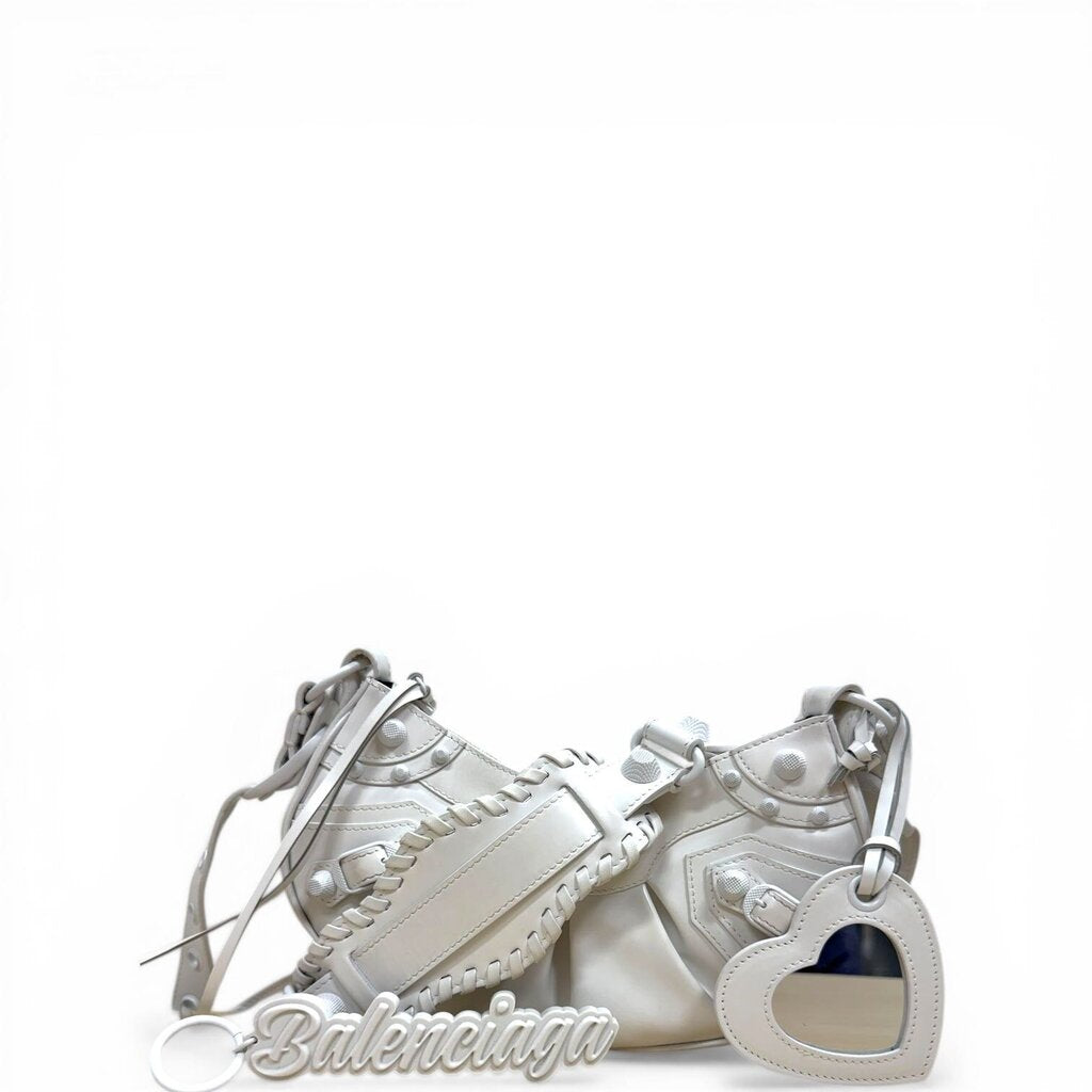Balenciaga Patent Leather City Le Cagole Shoulder Bag White