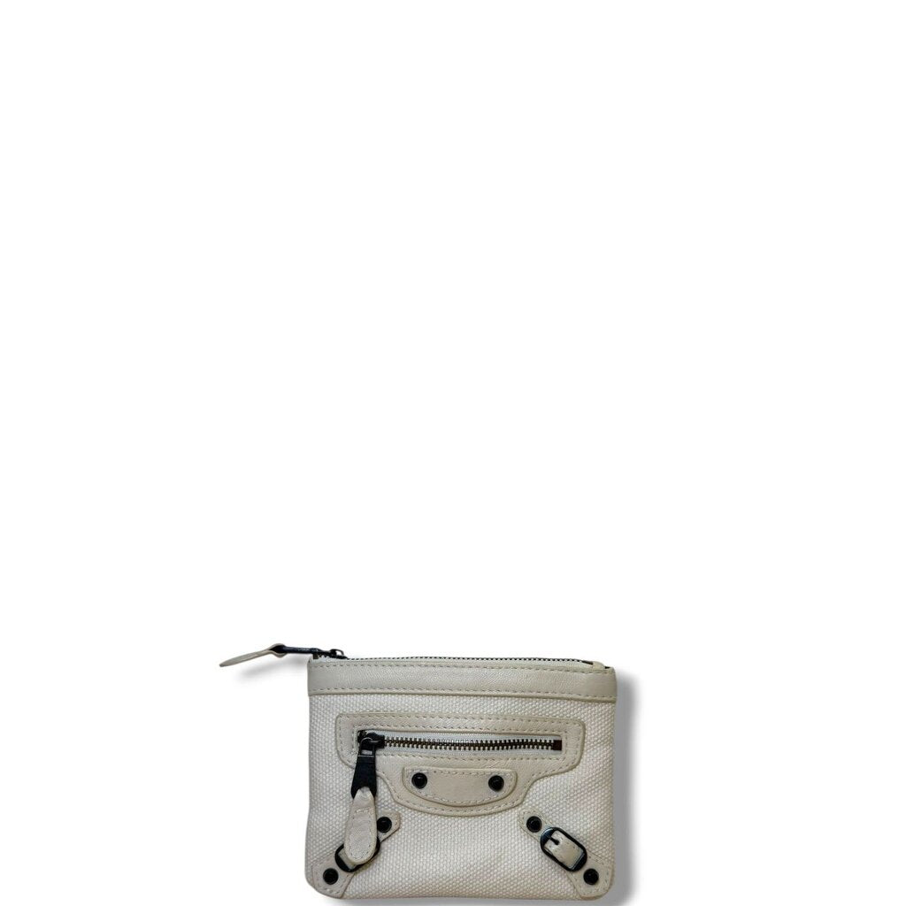 Balenciaga Moto City Pouch Wallet White