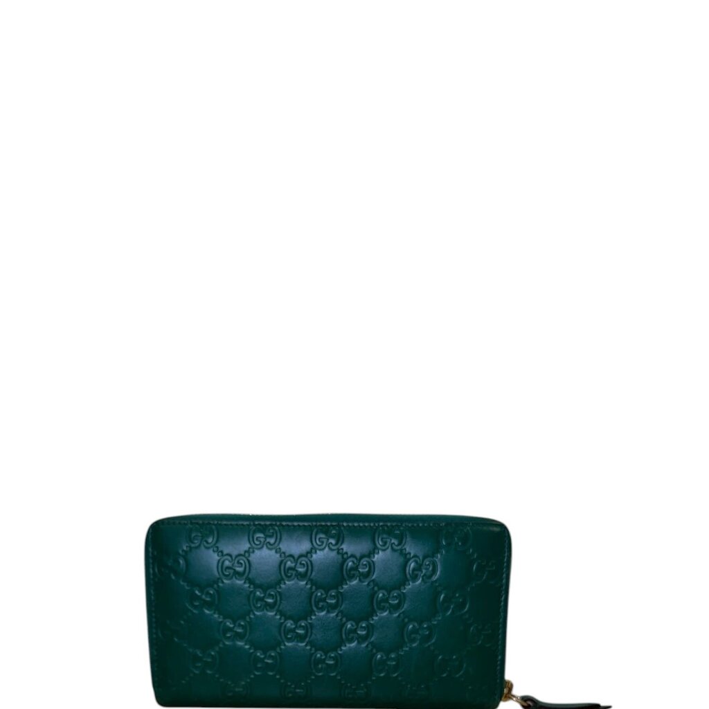 Gucci GG Guccissima Leather Zip Continental Wallet Green
