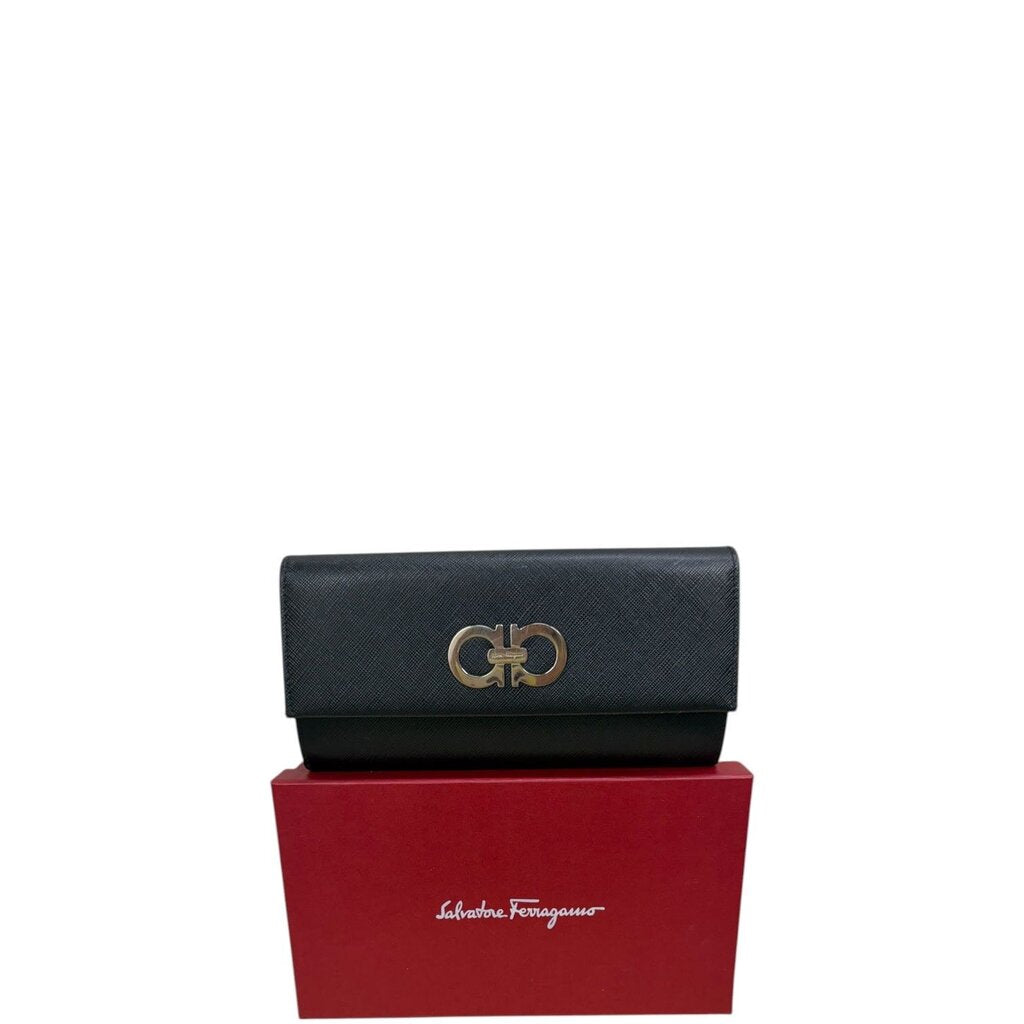 Salvatore Ferragamo Salvatore Ferragamo Long Leather Wallet Black