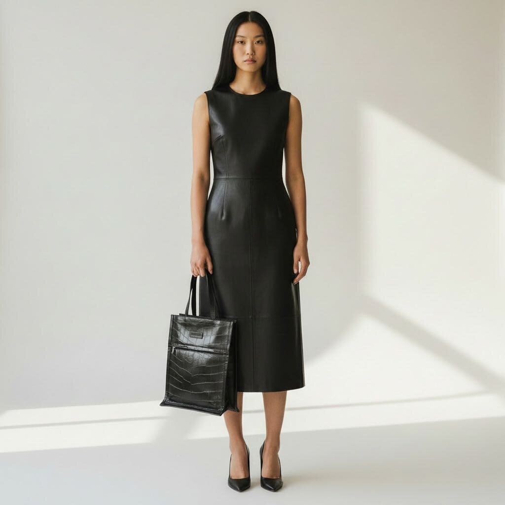 Alexander McQueen Black Crocodile Embossed Tote Handbag Black