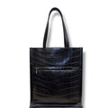 Alexander McQueen Black Crocodile Embossed Tote Handbag Black