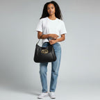 Gucci Interlocking G Calfskin Britt Shoulder Hobo Bag Black Medium