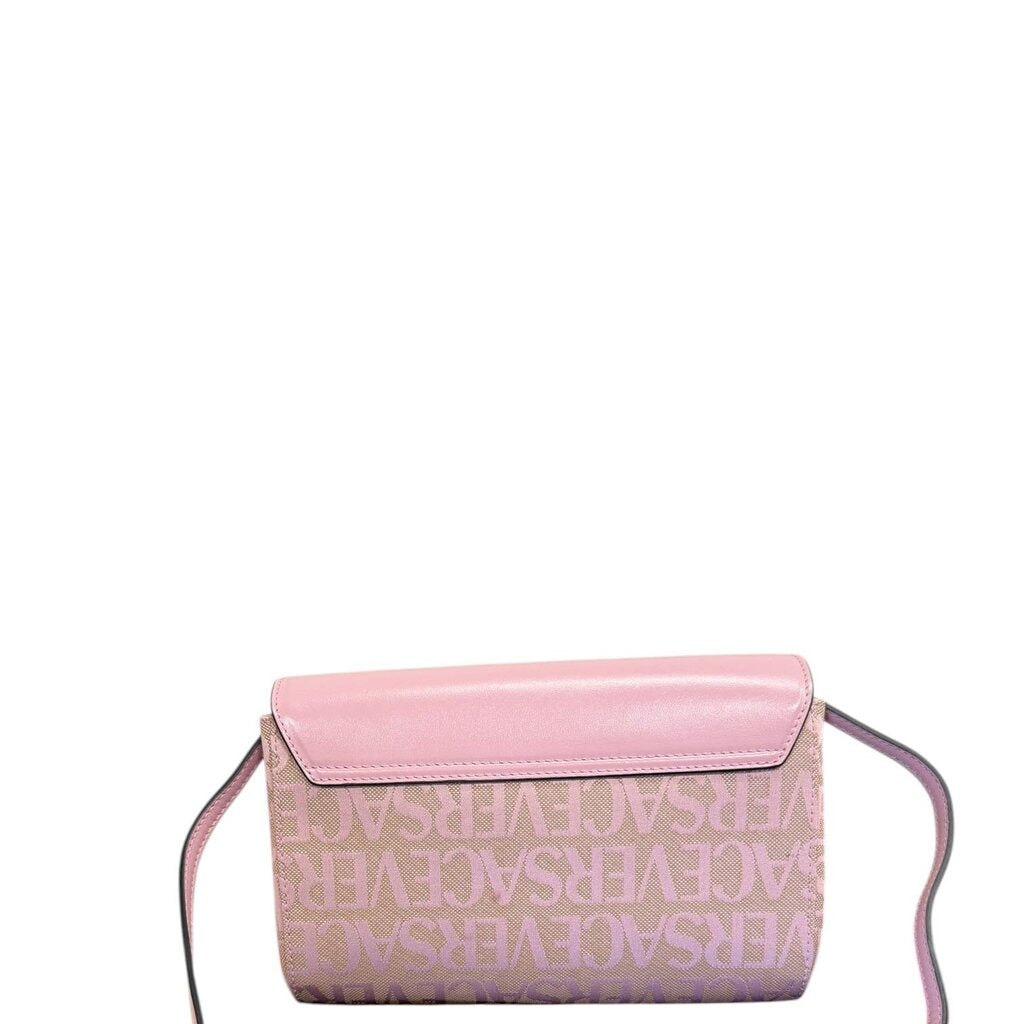 Versace Calfskin Canvas Allover Le Medusa Crossbody Pink