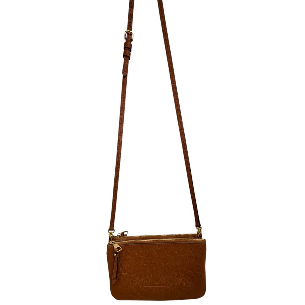 Louis Vuitton Empreinte Double Zip Pochette Crossbody Bag Brown