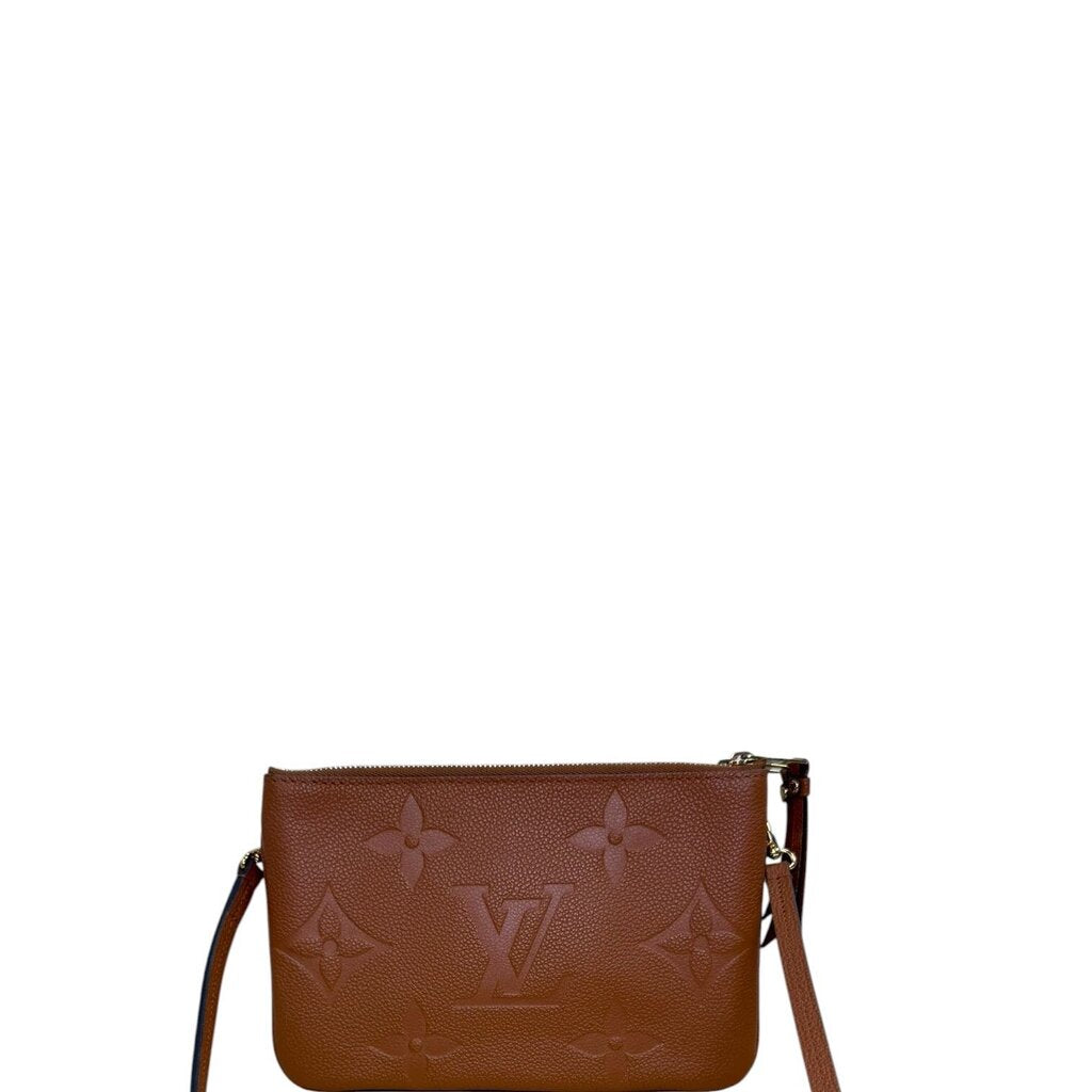 Louis Vuitton Empreinte Double Zip Pochette Crossbody Bag Brown