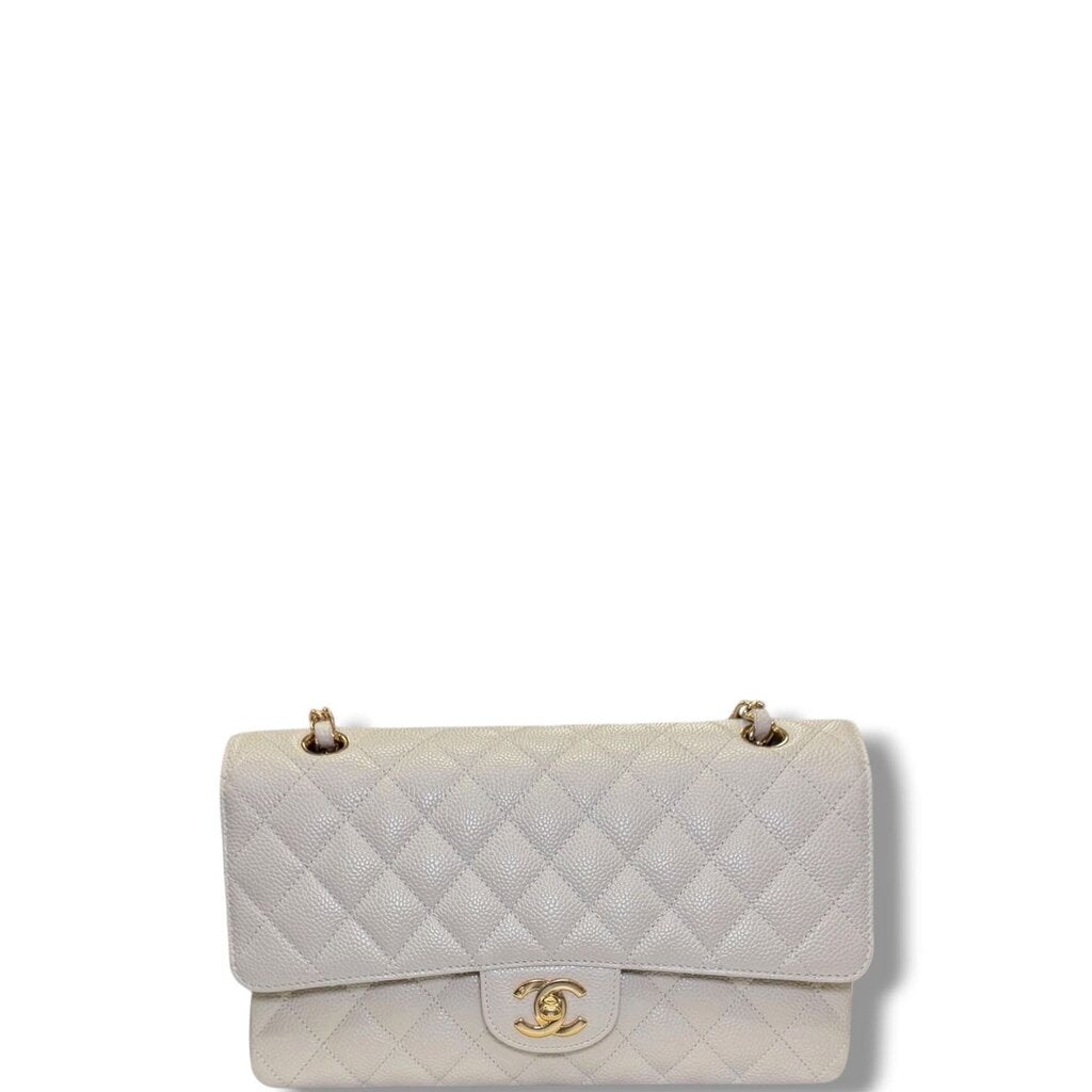 Chanel Caviar Quilted Double Flap Gray Medium