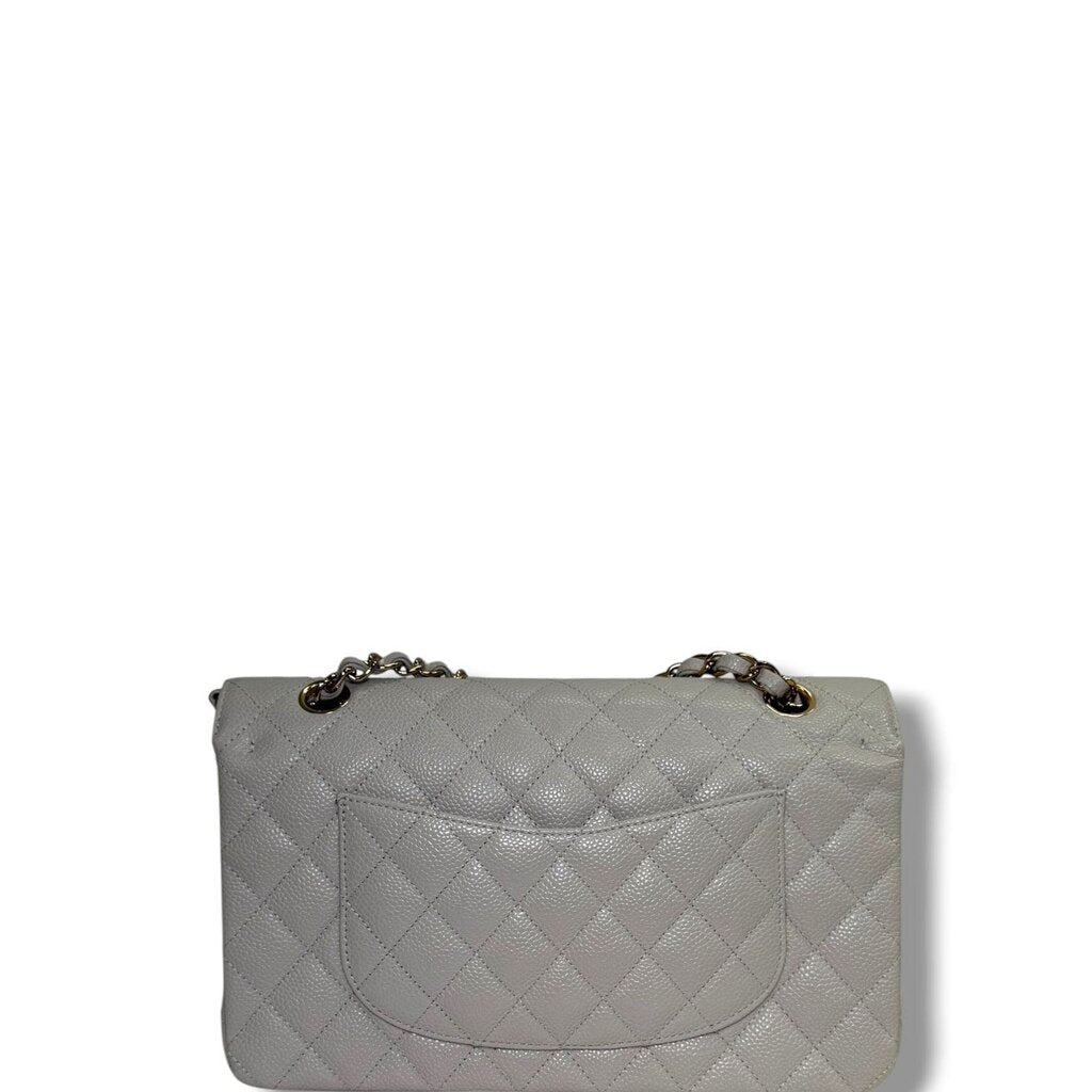 Chanel Caviar Quilted Double Flap Gray Medium
