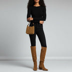 Saint Laurent YSL Le 5 A 7 Suede Shoulder Bag Brown Mini