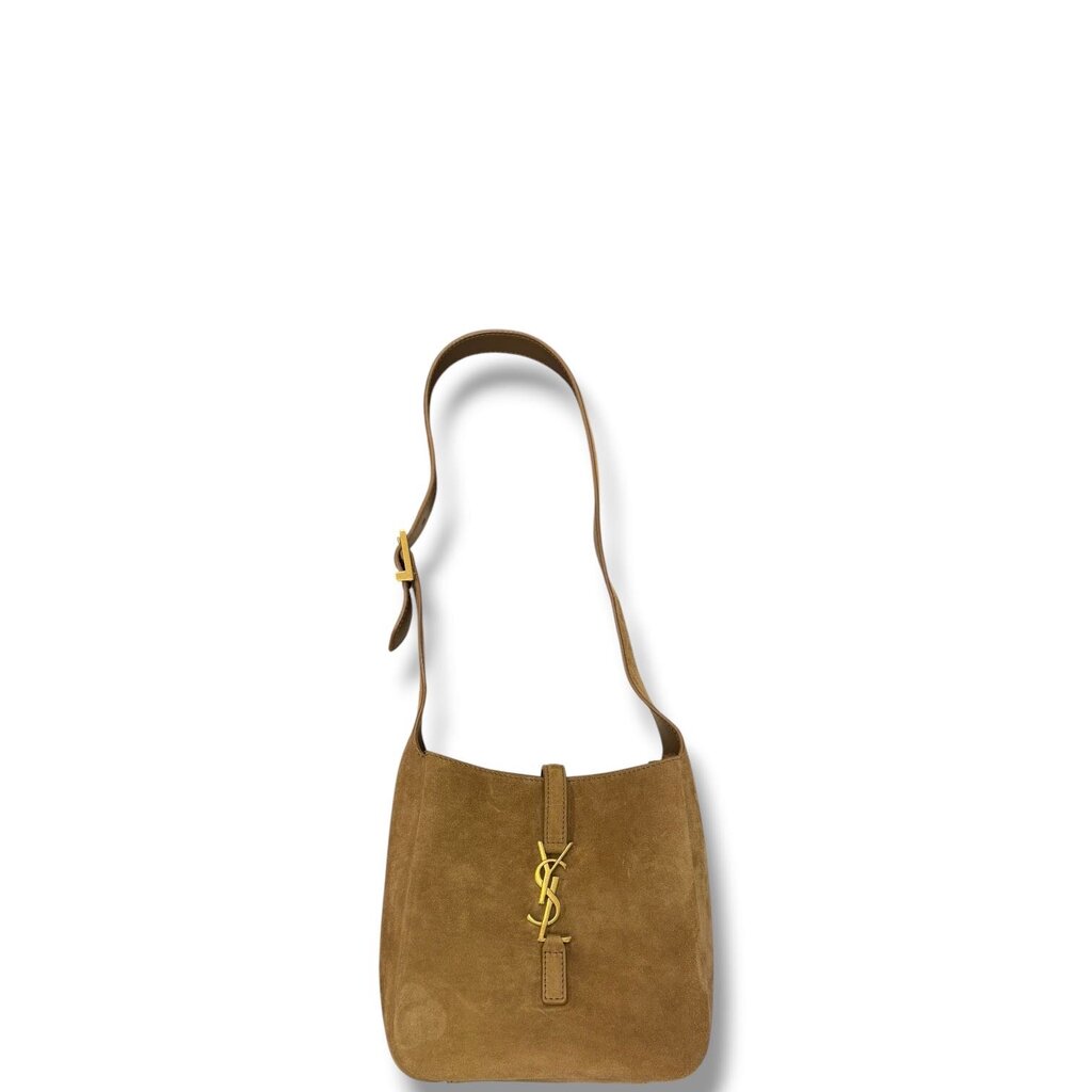 Saint Laurent YSL Le 5 A 7 Suede Shoulder Bag Brown Mini
