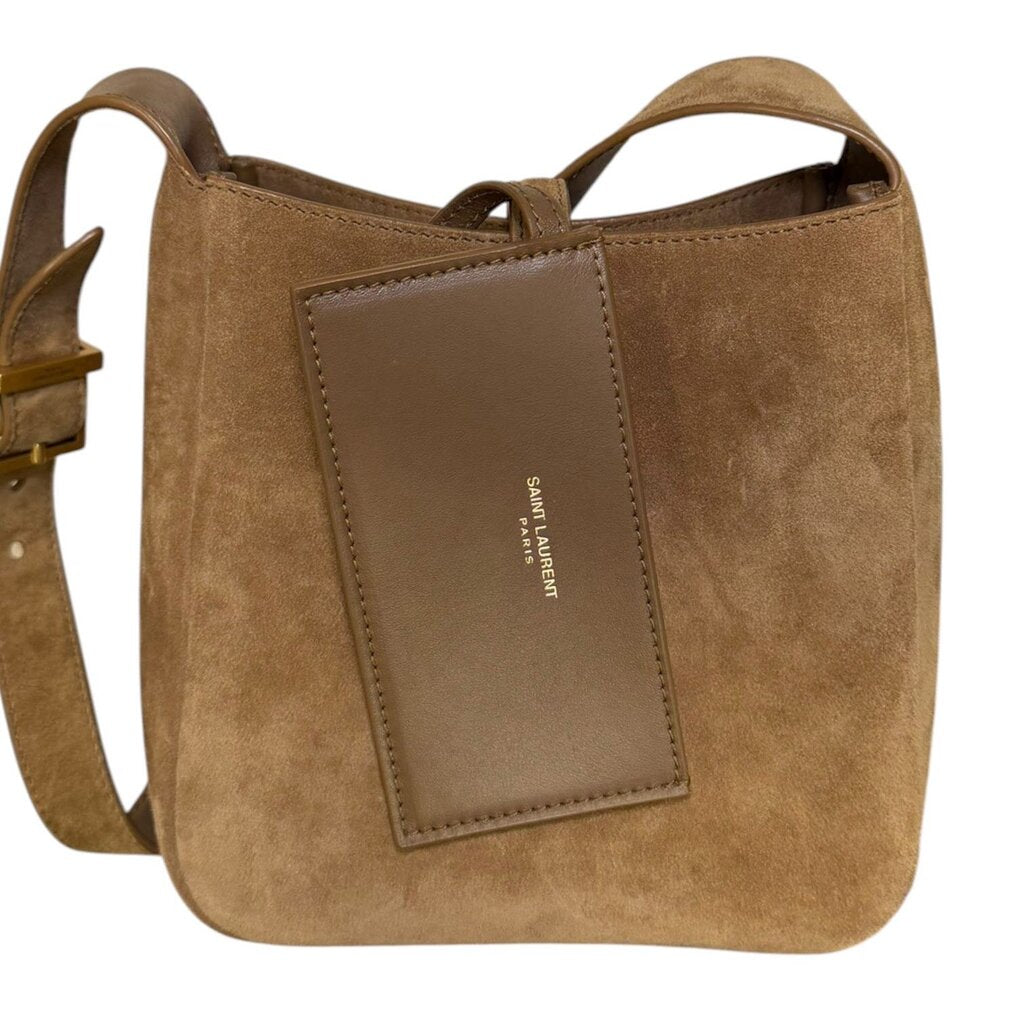 Saint Laurent YSL Le 5 A 7 Suede Shoulder Bag Brown Mini