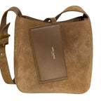 Saint Laurent YSL Le 5 A 7 Suede Shoulder Bag Brown Mini