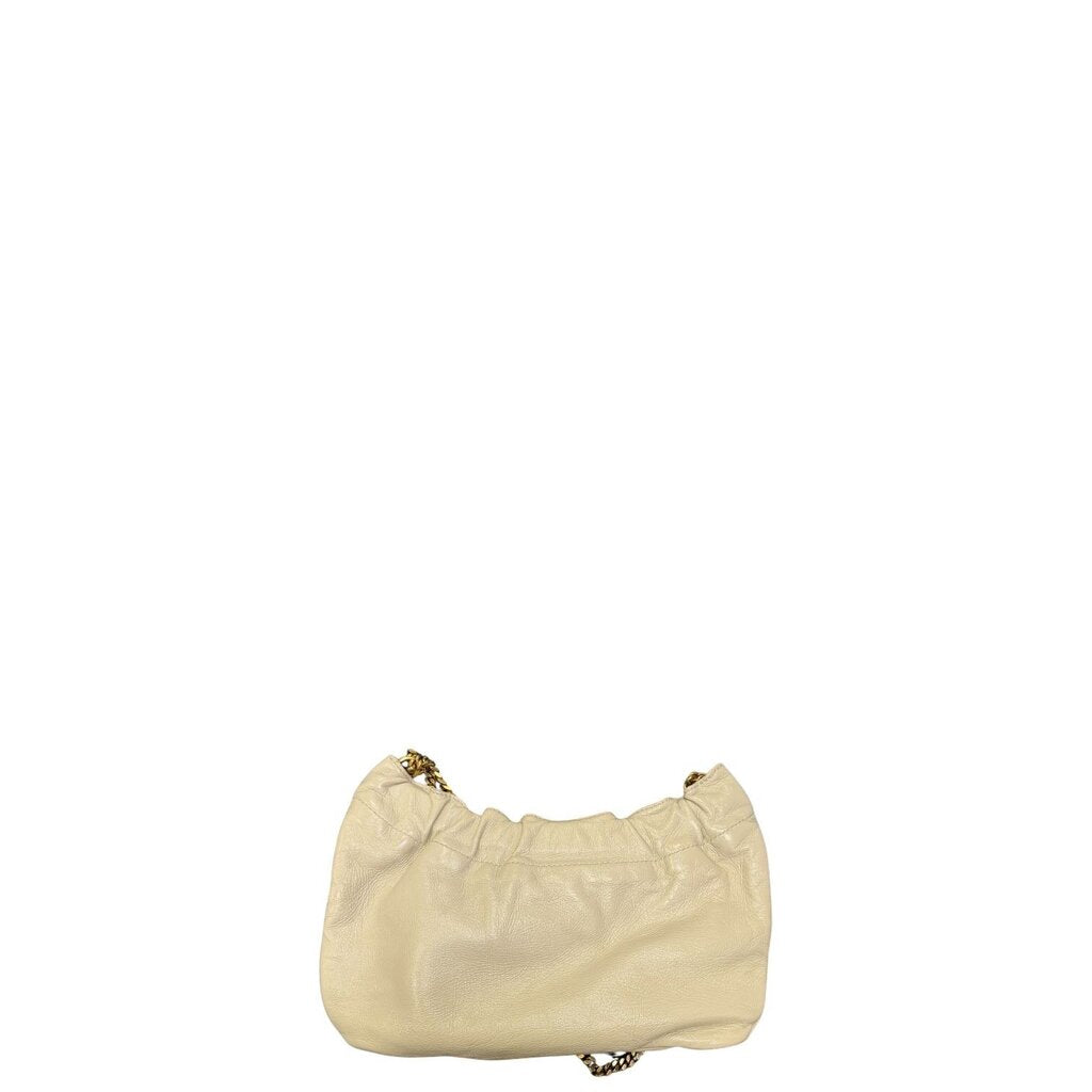 Saint Laurent YSL Pac Pac Rouched Leather Hobo Cream