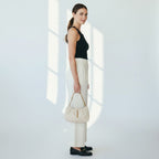 Saint Laurent YSL Pac Pac Rouched Leather Hobo Cream