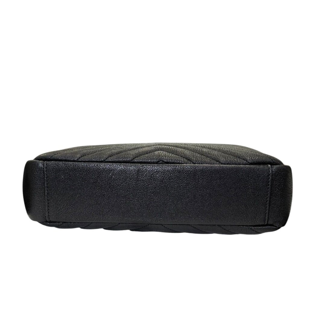 Saint Laurent YSL Lambskin College Flap Quilted Bag Black Medium