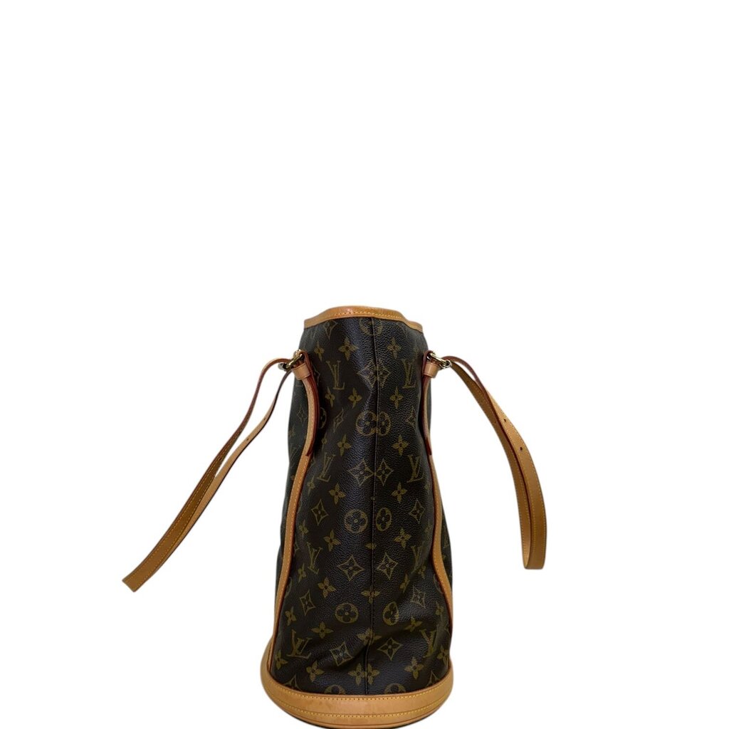 Louis Vuitton Coated Canvas Bucket Bag With Pouch Brown GM