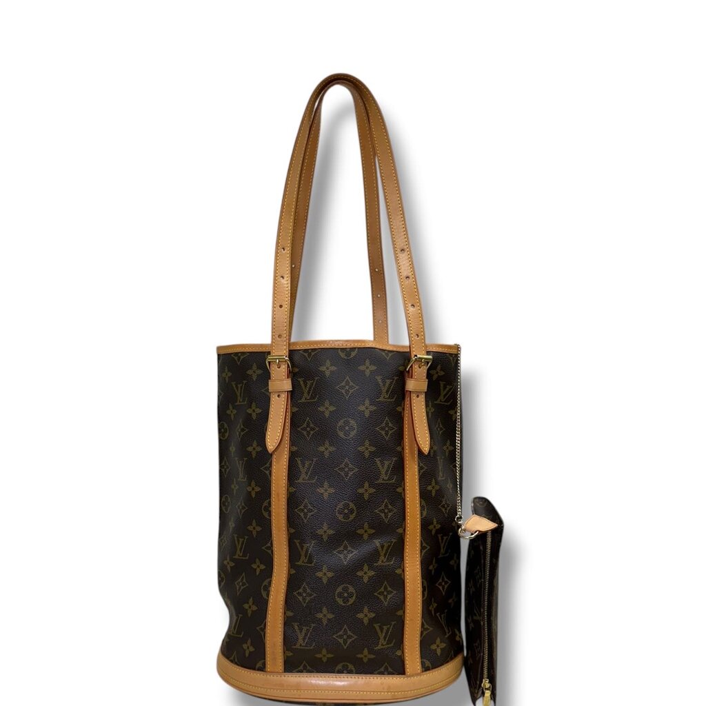 Louis Vuitton Coated Canvas Bucket Bag With Pouch Brown GM