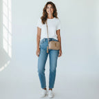 YSL Lou Calfskin Matelasse Camera Crossbody Handbag Beige