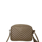YSL Lou Calfskin Matelasse Camera Crossbody Handbag Beige