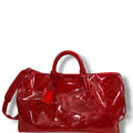 Louis Vuitton Keepall 50 Bandouliere Transparent PVC Travel Bag Red Red 50
