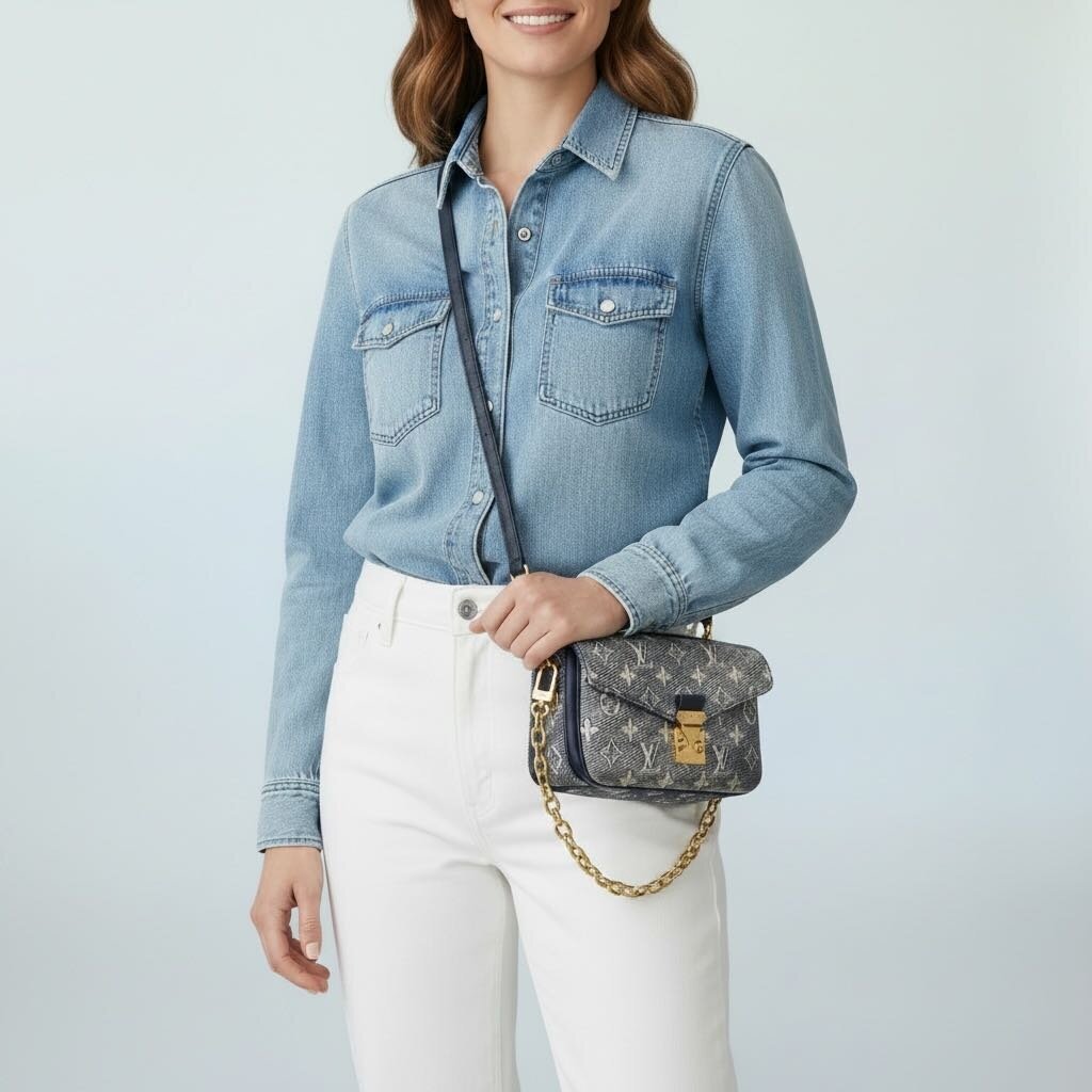 Louis Vuitton Monoglam Pochette Metis East West Blue Blue