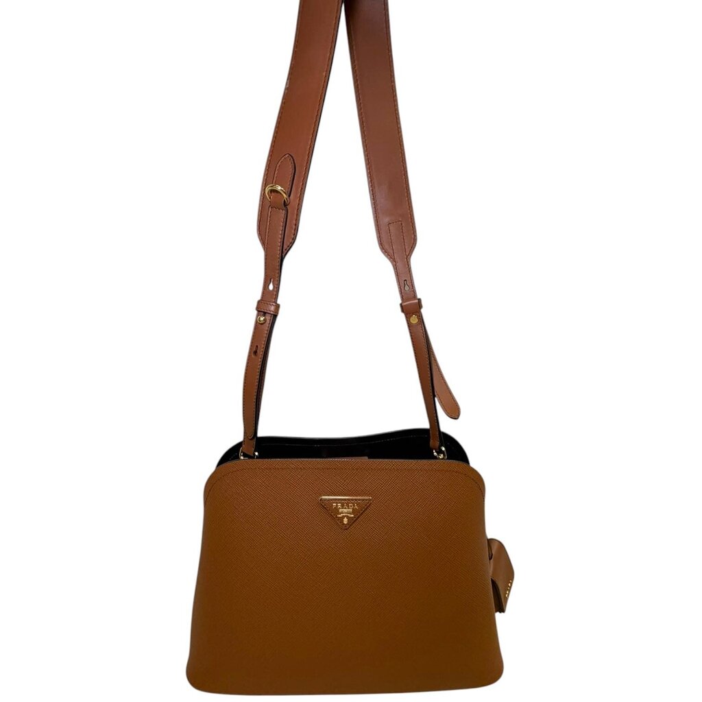 Prada Matinee Saffiano Leather Shoulder Bag Brown