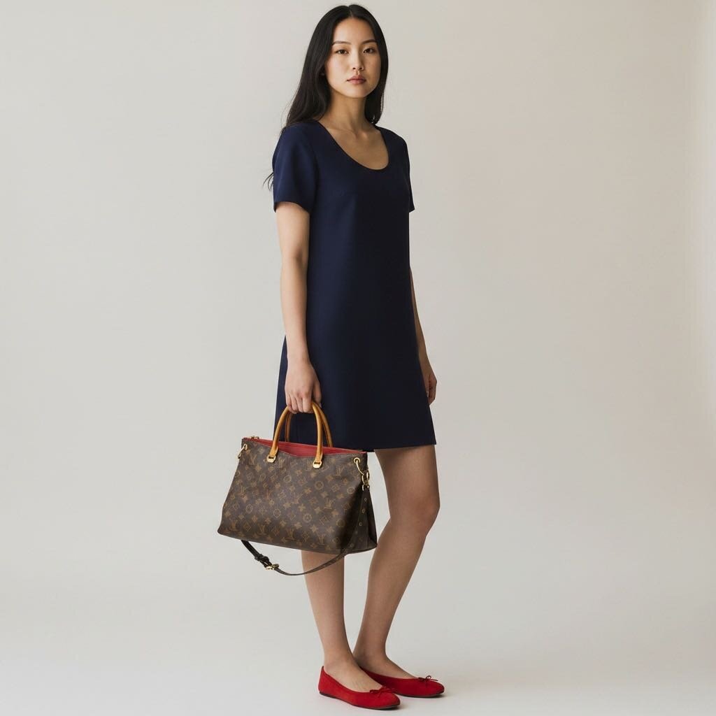 Louis Vuitton Pallas Coated Canvas Shoulder Bag Red MM