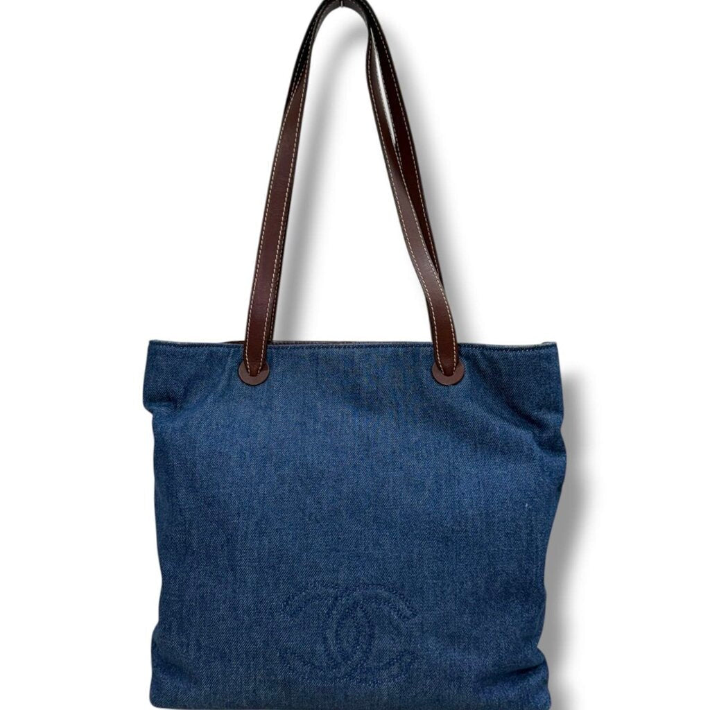 Chanel CC Coco Mark Denim Tote Handbag Denim