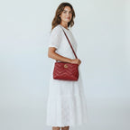 Gucci GG Marmont Calfskin Matelasse Top Handle Leather Shoulder Bag REd
