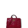 Gucci GG Marmont Calfskin Matelasse Top Handle Leather Shoulder Bag REd