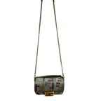 Fendi FF Canvas King Seta Embroider Baguette Crossbody Handbag Matcha Mini