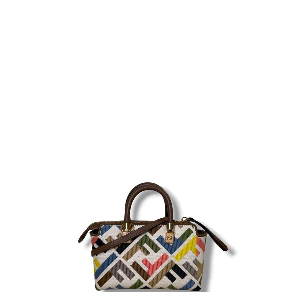 Fendi FF By The Way Embroider Canvas Embroider Crossbody Handbag Multi Mini