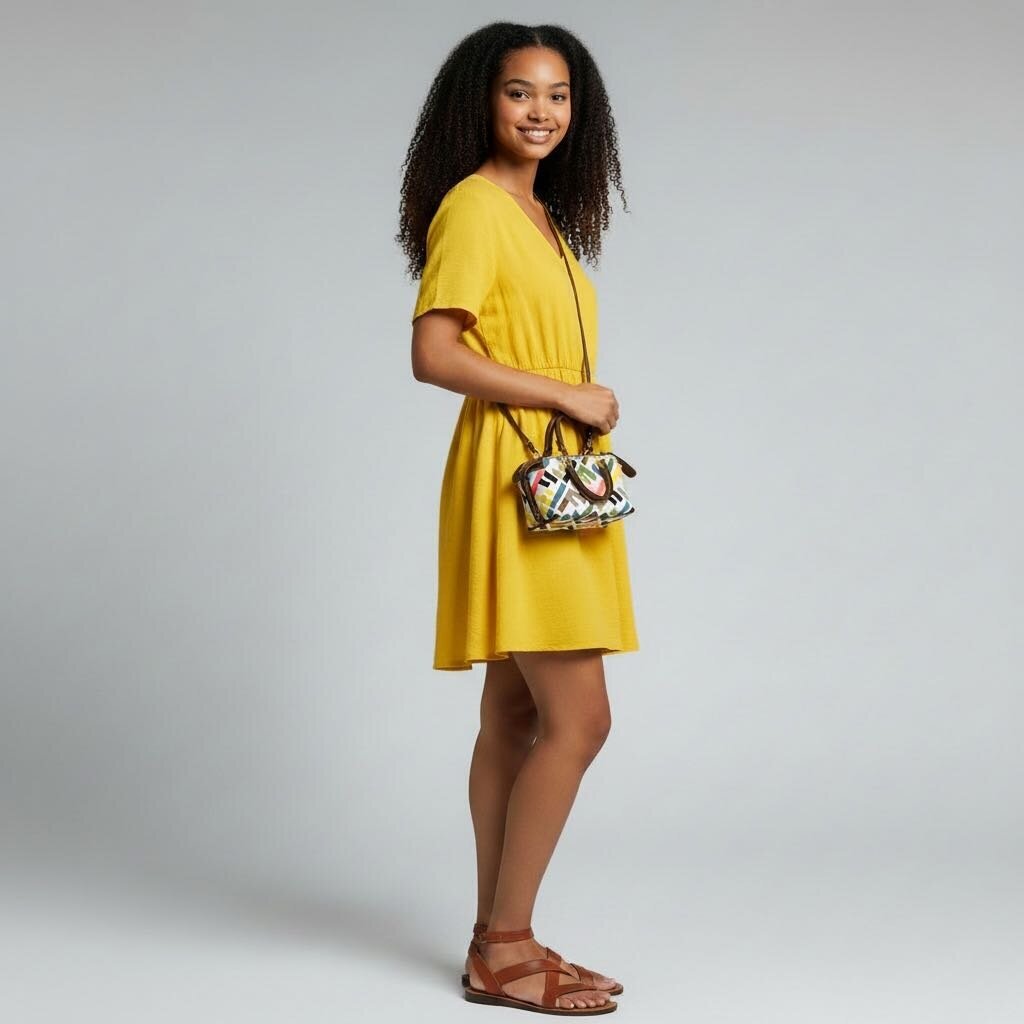 Fendi FF By The Way Embroider Canvas Embroider Crossbody Handbag Multi Mini