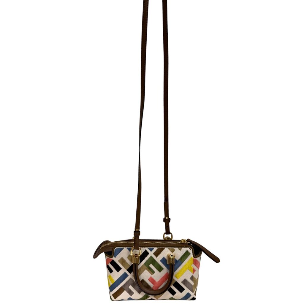Fendi FF By The Way Embroider Canvas Embroider Crossbody Handbag Multi Mini