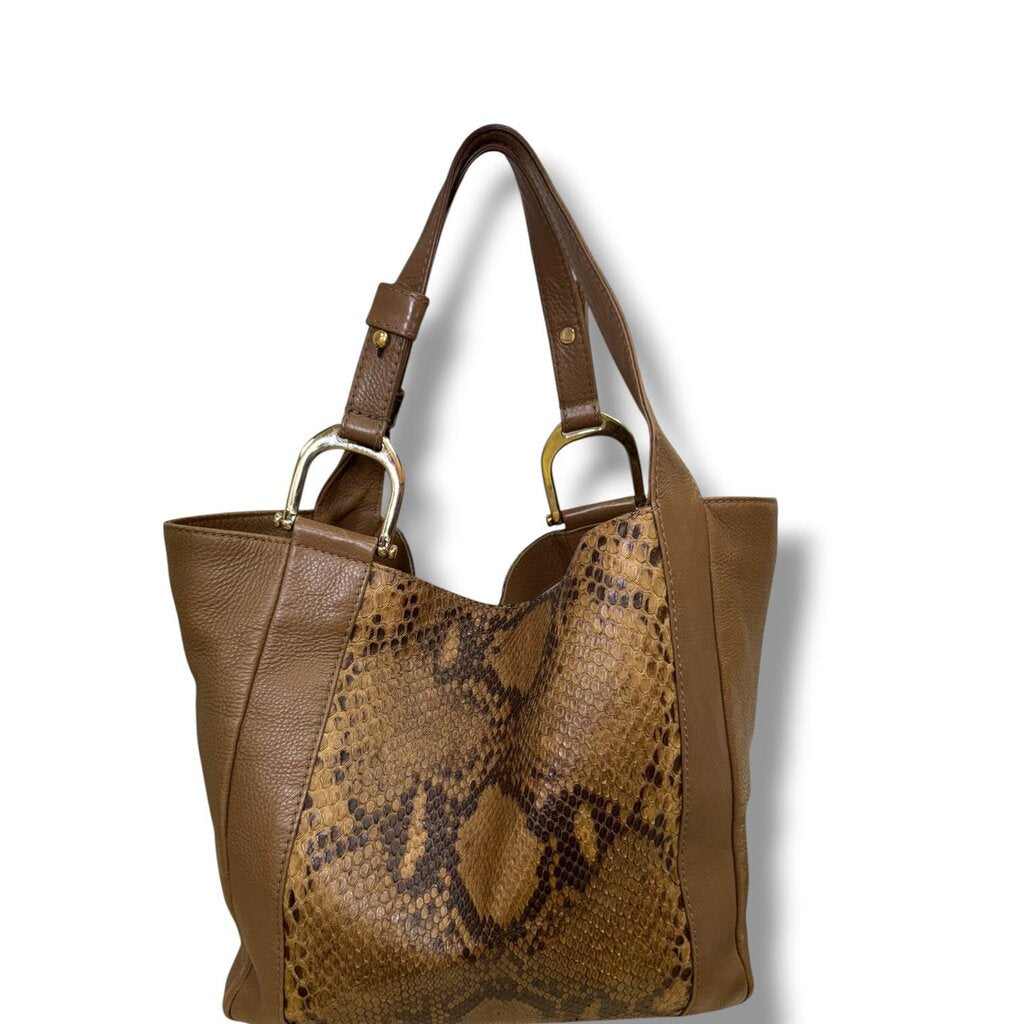 Gucci Greenwich Python and Leather Tote Brown Medium