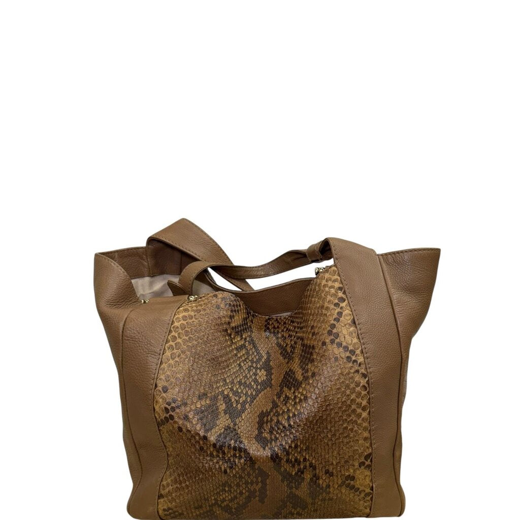 Gucci Greenwich Python and Leather Tote Brown Medium