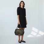 Chanel Quilted Printed Coated Nylon Accordion Flap Bag Black/Gold