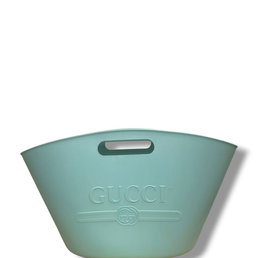 Gucci Rubber Oversized Logo Tote Teal