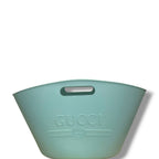 Gucci Rubber Oversized Logo Tote Teal